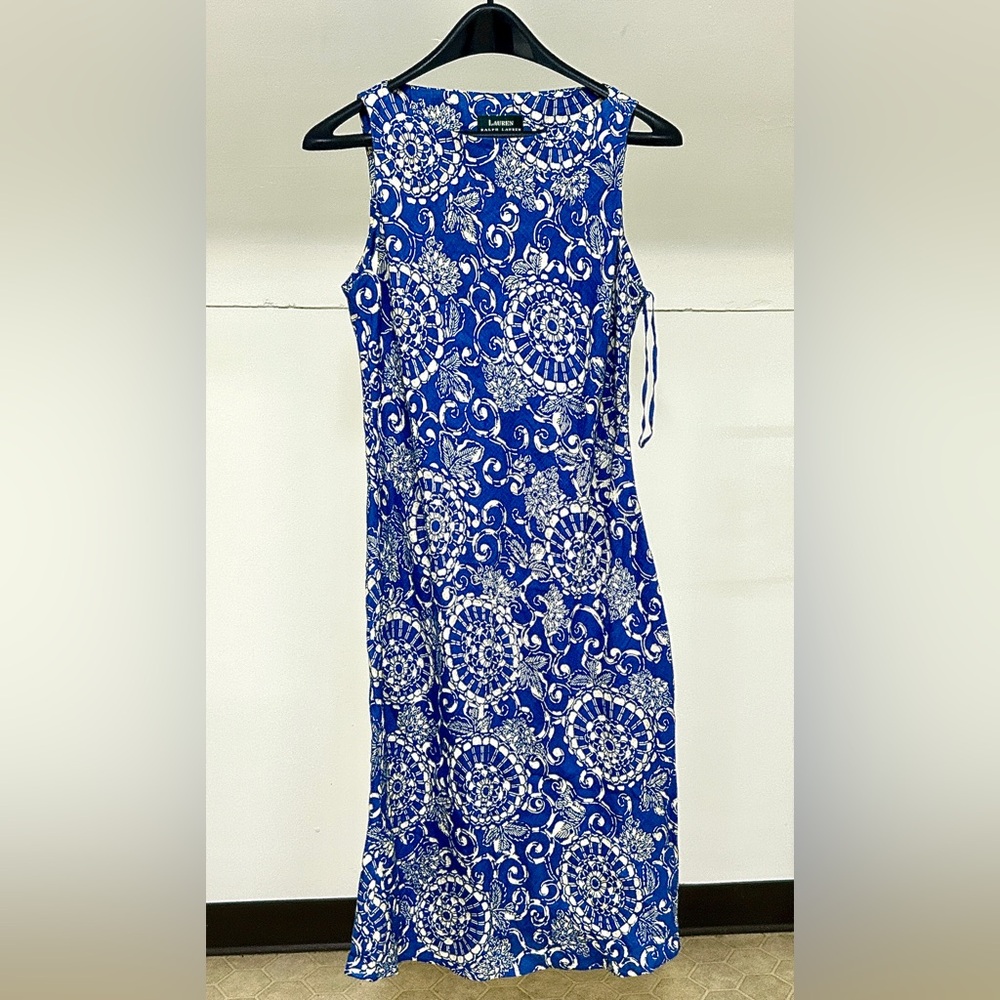 1990s Y2K Vintage Women’s 6 LAUREN RALPH LAUREN 100% Linen Floral Dress